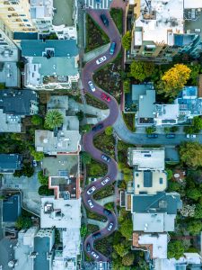 Lombard St, San Francisco seen from the air