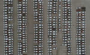 aerial photography of parked cars