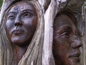 Wood carvings of Native Americans