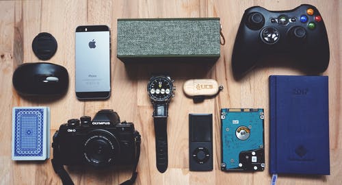 different gadgets on a table