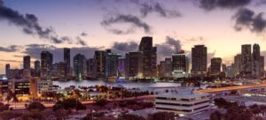 A view of Miami at night.