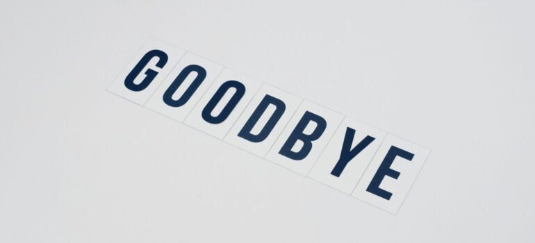 plates spelling the word "goodbye"