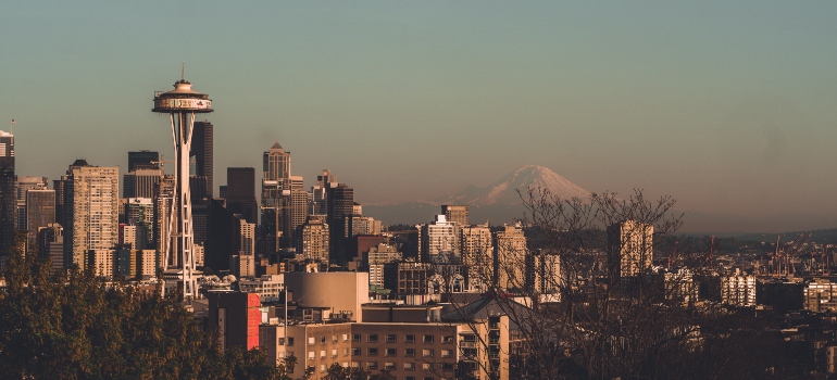 sky view of buildings in Seattle